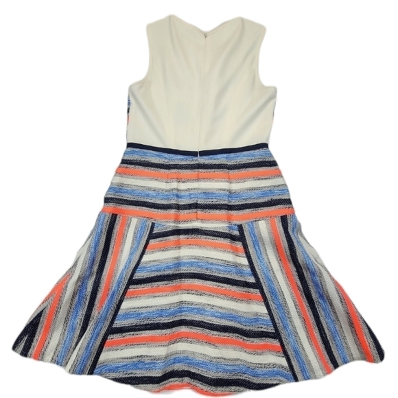 Shoshanna Simone Dress Stripe Fit & Flare Sleeveless Textured Linen Blend Mini 2 - Picture 2 of 15